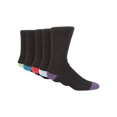 Freshen Up Your Feet Black pack of five coloured heel and toe socks